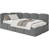 Selsey Jugendbett Dunkelgrau Kunststoff, 1-Sitzer, 120x200, Kopfteil Links, Matratze & Bettkasten, Chenille Stoff mit und Lattenrost, Polsterbett mit Stauraum und gepolstertes Kinderbett Jugendbett linksseitig mit Eckkopfteil