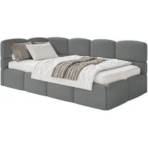 Selsey Jugendbett Dunkelgrau Kunststoff, 1-Sitzer, 120x200, Kopfteil Links, Matratze & Bettkasten, Chenille Stoff mit und Lattenrost, Polsterbett mit Stauraum und gepolstertes Kinderbett Jugendbett linksseitig mit Eckkopfteil
