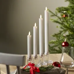 LED Stabkerzen Flamme - Echtwachs - flackernde warmweiße LED - 4 Größen - Timer ...