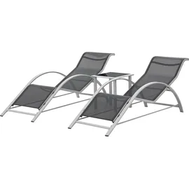 [en.casa] Binetto Set 3-tlg. Grau/Schwarz