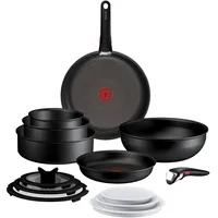 Pfannen-Set TEFAL "Ingenio Excellence Fusion", schwarz, Pfannen, abnehmbarer Ingenio-Griff, Thermo-Signal, stapelbar, Induktion