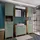 Forte VERIS Badschrank 40, hoher Badezimmerschrank mit 2 Türen, 1 Schublade und 1 offenem Fach, Holzwerkstoff, Salbei mit Artisan Eiche Holzdekor, 40,2 cm breit x 186,8 cm hoch x 34,8 cm tief
