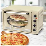 TurboTronic by Z-Line Minibackofen 45 Liter mit Umluft Drehspieß 2000W Backblech Gitter Elektro, Retro-Design, Umluftfunktion, Drehspieß weiß