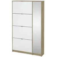 Möbel Kraft Schuhkipper 98,8 x 162 x 24,1 cm mit Spiegel / weiß