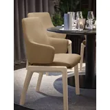 Polsterstuhl STRESSLESS "Laurel", braun (taupe paloma, schwarz), B:58cm H:92cm T:59cm, Leder PALOMA: PALOMA ist ein durchgefärbtes Semianilin-Möbelleder mit natürlicher Narbung., Stühle, Polsterstuhl, Low Back mit Armlehne, Größe L, mit abgerundeten Beinen in Schwarz