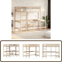 Vidaxl - Hochbett mit Schreibtisch 90x200 cm Massivholz Kiefer - Hochbett - Jugendzimmer - Kinderschlafzimmer - Schreibtischbett - Kiefernholz