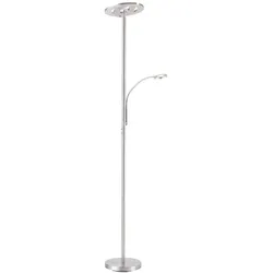 LED-Stehleuchte, stahlfarben, App, Fernbedienung, dimmbar