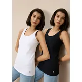 TAMARIS Tanktop "im Set, aus elastischer Baumwollmischung", Damen, Gr.