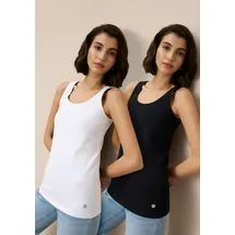 TAMARIS Tanktop "im Set, aus elastischer Baumwollmischung", Damen, Gr.