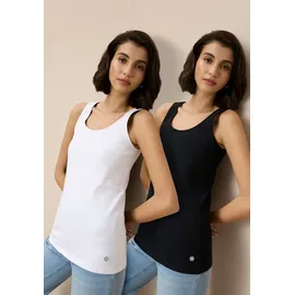 TAMARIS Tanktop "im Set, aus elastischer Baumwollmischung", Damen, Gr.