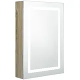 vidaXL LED-Spiegelschrank fürs Bad Weiß und Eichen-Optik 50x13x70 cm