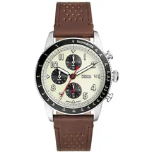 Fossil Sport Tourer uhr für Herren, Chronographenwerk mit Edelstahl- oder Lederarmband, Weiß, 42MM