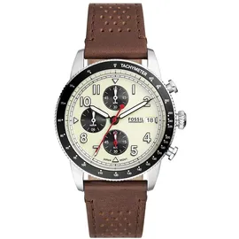 Fossil Sport Tourer uhr für Herren, Chronographenwerk mit Edelstahl- oder Lederarmband, Weiß, 42MM