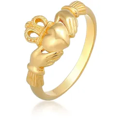 Elli Fingerring »Ring Claddagh Herz Krone Königlich 925 Silber« Elli Gold 58
