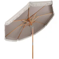 Sekey Fransen Sonnenschirm 300 cm Holz-Sonnenschirm mit Quasten Marktschirm