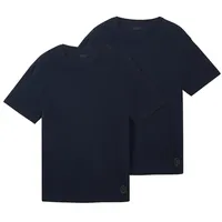 Tom Tailor Herren Basic T-Shirts im 2er-Pack, blau, Uni,
