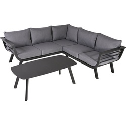 GARDEN PLEASURE Gartenmöbel »Aurelia«, 4 Sitzplätze, Aluminium/Polyester, inkl. Auflagen - grau