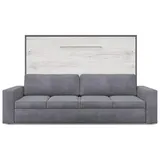 MAXIMAHOUSE Schrankbett Horizontal Invento LED 140H (140x200) mit Sofa Milo, Wandbett, Bett im Schrank (Grau/Eiche Monaco + graues Sofa)