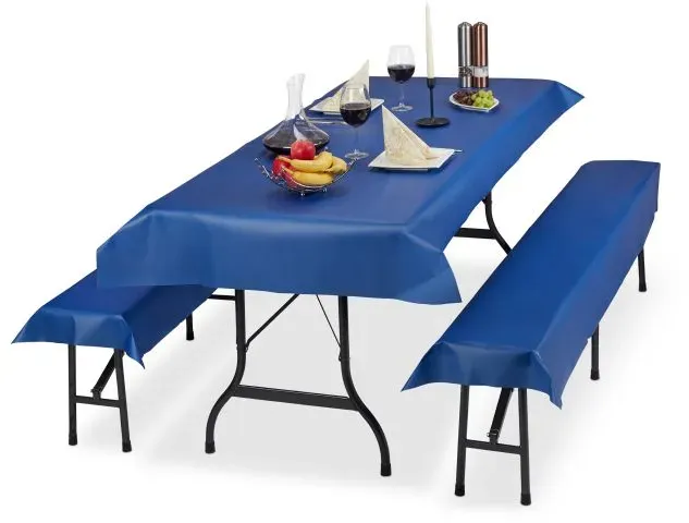 Relaxdays 12x Bierzeltgarnitur Auflage blau Dunkelblau