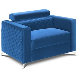 JVmoebel Sessel, Sessel Designer Stuhl Polster Relax Textil Leder Lounge Einsitzer Club Sofa Neu blau