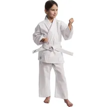 ippongear Club 2 Karate Gi Set Einsteiger Karateanzug Kinder Anzug inkl weißem Gürtel (Größe 150, Schnürbund, 220gr/m2 (8 oz) Stoffdichte) weiß