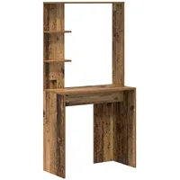 VidaXL Brauner Schreibtisch Altholz Massivholz Altholz Mittel Regale