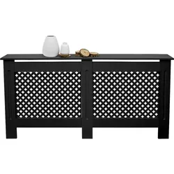 ECD Germany Heizungsabdeckung Heizkörperverkleidung MDF Wabenmuster 152x19x82 cm Schwarz