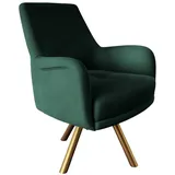 Fun Möbel Sessel VALERIE in Stoff Stoff Elisa Velvet Flaschengrün