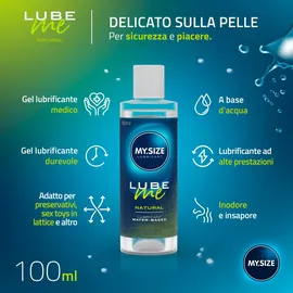 MY.SIZE Lube Me Premium Gleitgel Natural 100 ml I Gleitmittel natürlich & geruchsneutral I Wasserbasierte Gleitgele I Lubricant Gel für Toys & Latexkondome geeignet I water based lubrication