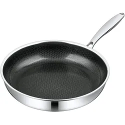Morleos Bratpfanne 30cm 4 Liter Antihaft Edelstahl Gas Induktion Elektro Herde XXL Pfanne Kratzfest Rostfrei Beschichtet Gastronomie