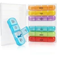 Tablettenbox 7 Tage Morgens Abends, Pillendose 7 Tage 4 Fächer, Feuchtigkeitsbeständiger Medikamentenbox, Handlicher Medikamenten Organizer für Vitamine, Fischöl und Medikamente