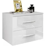 lookway Nachttisch Weiß, Holzwerkstoff, 55x42x37 cm- Schlafzimmer, Nachttische