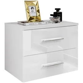 lookway Nachttisch Weiß, Holzwerkstoff, 55x42x37 cm- Schlafzimmer, Nachttische