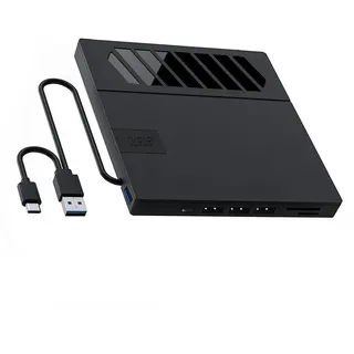 DOPWii 7-in-1 USB Ultra Slim Portable CD/DVD Player Writer für Laptops CD-Brenner (USB1.0, USB2.0, USB3.0, Type-C, DVD 8x/CD 24x, Externes CD/DVD Laufwerk Kompatibel Laptops MacBook Windows Linux) schwarz