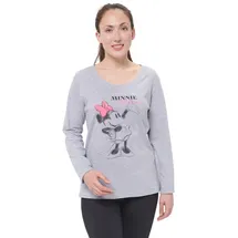 UNITED LABELS Disney Minnie Mouse Schlafanzug für Damen Pyjama Set Langarm Oberteil mit Hose Grau/Schwarz (as3, Alpha, s, Regular, Regular) - S