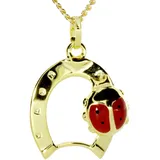 Ostsee-Schmuck Hufeisen mit Marienkäfer Kette mit Anhänger Gold 333