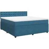 vidaXL Boxspringbett mit Matratze Blau 180x200 cm Samt