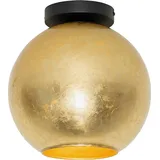 QAZQA - Design-Deckenleuchte schwarz mit goldenem Glas – Bert