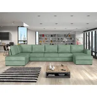 MIRJAN24 Wohnlandschaft Wilma Large, mit zwei Bettkasten und Schlaffunktion, U-Form, 7 Kissen im Set mit Reißverschluss grün