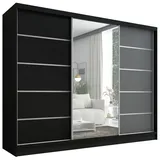 A&J MöbelLand Schiebetürenschrank AURELIA 1 200 x 215 x 59,5 cm Schwarz/Grau