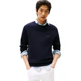 Tommy Hilfiger Rundhalspullover »ESSENTIAL COTTON CREW NECK« 100% Baumwolle Crewneck Regular Fit Premium Mode Tommy Hilfiger Deep Burgundy/Petrol Blue