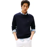 Tommy Hilfiger Rundhalspullover »ESSENTIAL COTTON CREW NECK« 100% Baumwolle Crewneck Regular Fit Premium Mode Tommy Hilfiger Deep Burgundy/Petrol Blue