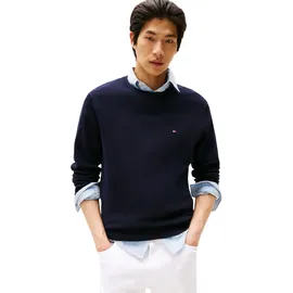 Tommy Hilfiger Rundhalspullover »ESSENTIAL COTTON CREW NECK« 100% Baumwolle Crewneck Regular Fit Premium Mode Tommy Hilfiger Deep Burgundy/Petrol Blue