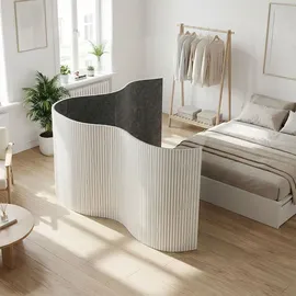 Homestyle4u Paravent Raumteiler in Weiß 250x145 cm 3141