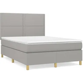 vidaXL Boxspringbett mit Matratze Hellgrau 140x200 cm Stoff