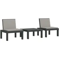 VidaXL 3-tlg. Garten-Lounge-Set mit Kissen Anthrazit PP
