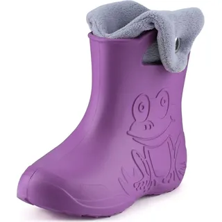 Ladeheid Eva Kinder Jungen Mädchen Gummistiefel Regenschuhe gefüttert Regenstiefel Gummischuhe LA-CA-04 (Lilla/Grau, 22/23 EU) - 22/23