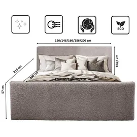 kaiser möbel Boxspringbett mit bettkasten und topper LAMM stoff Sven Beige 120x200 cm H3 - Beige