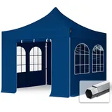 TOOLPORT Faltpavillon Professional 3x3 m mit 4 Seitenteilen - ALU Pavillon Partyzelt in blau