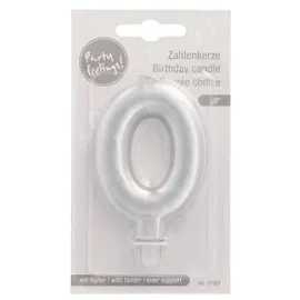 Papstar Zahlenkerze mit Halter 7 cm 12 St. Silber